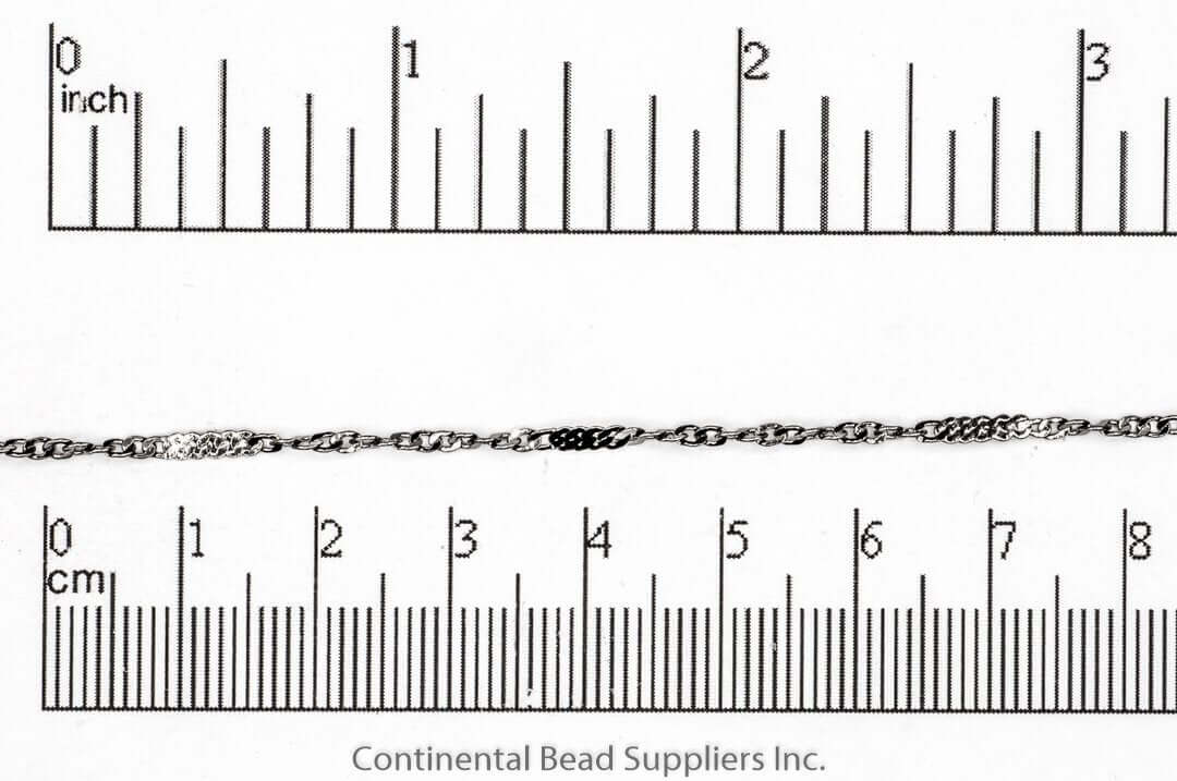 2.3mm Squashed Curb Chain with alternating 2.3mm Curb Chain sold by the Foot - CH 916