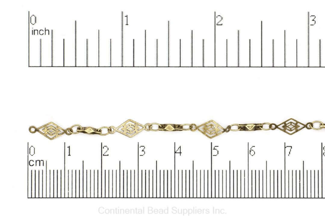 11mm x 5mm Vintage Diamond Filigree Specialty Chain Sold by The Foot - CH 923