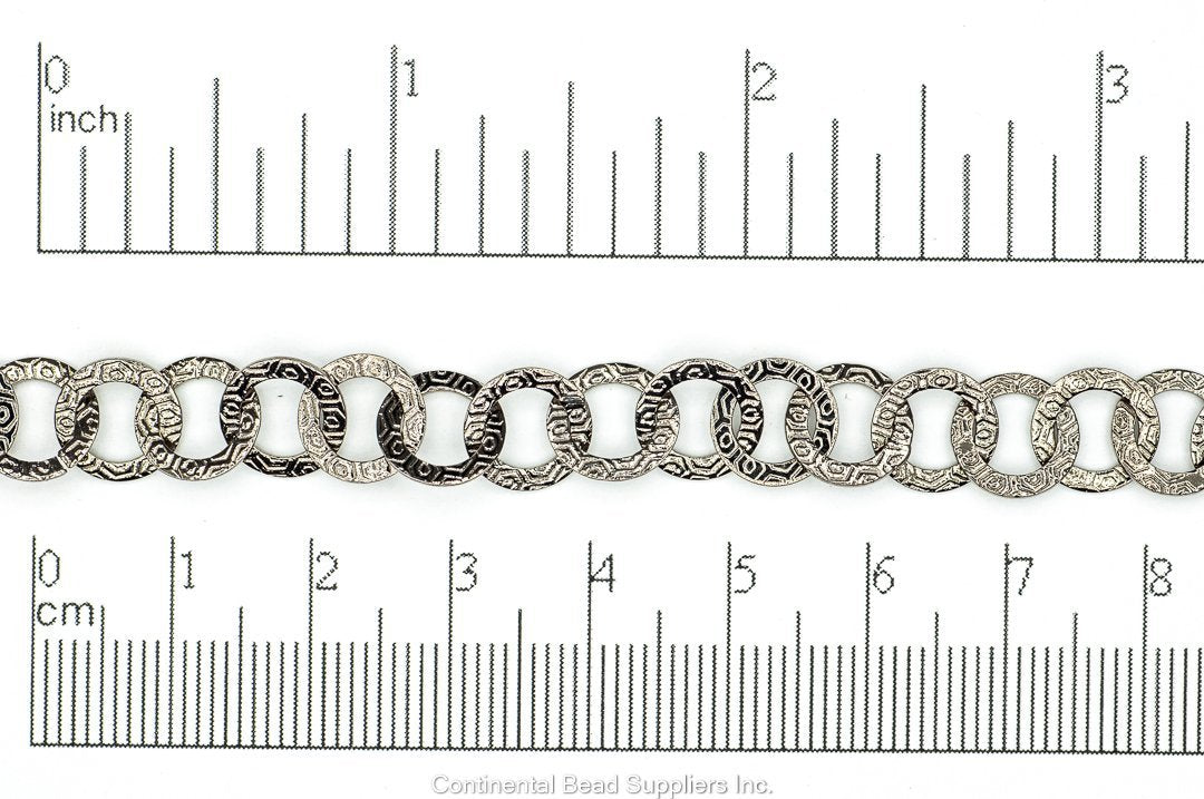 9mm Round Flattened Textured Cable Chain Sold by The Foot - CH 930