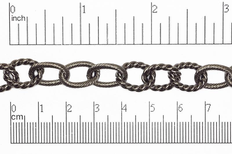 15mm x 9.5mm Oval Textured Rope Chain - Sold by the Foot - Available in Multiple Finishes - Made of Brass - CH-846