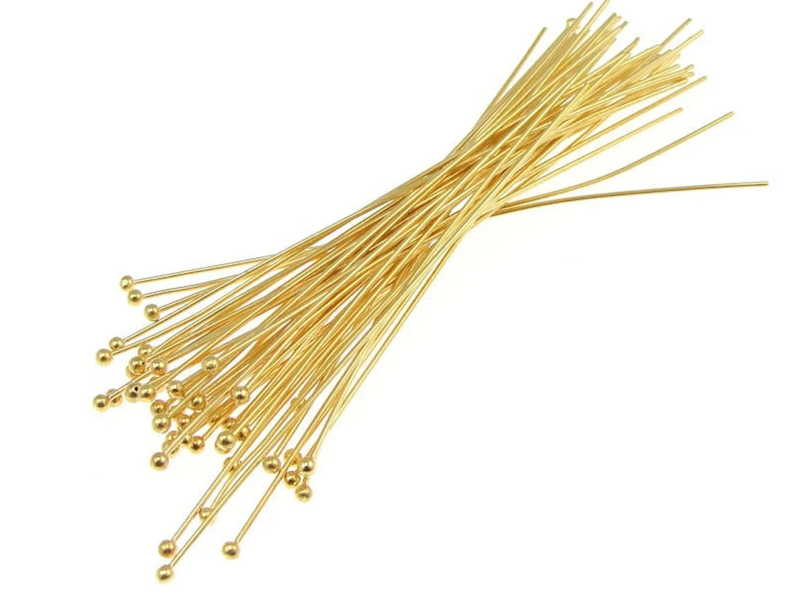 3 Inch Head Pin with 2mm Ball 20 Gauge - Hypoallergenic Brass - Multiple Finishes - Per Piece